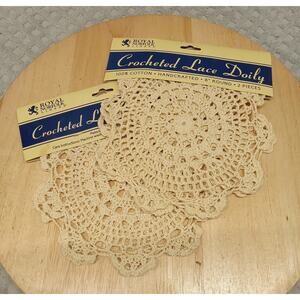 Set Of 2 Royal Norfolk Linens Crocheted Lace Doily 8"